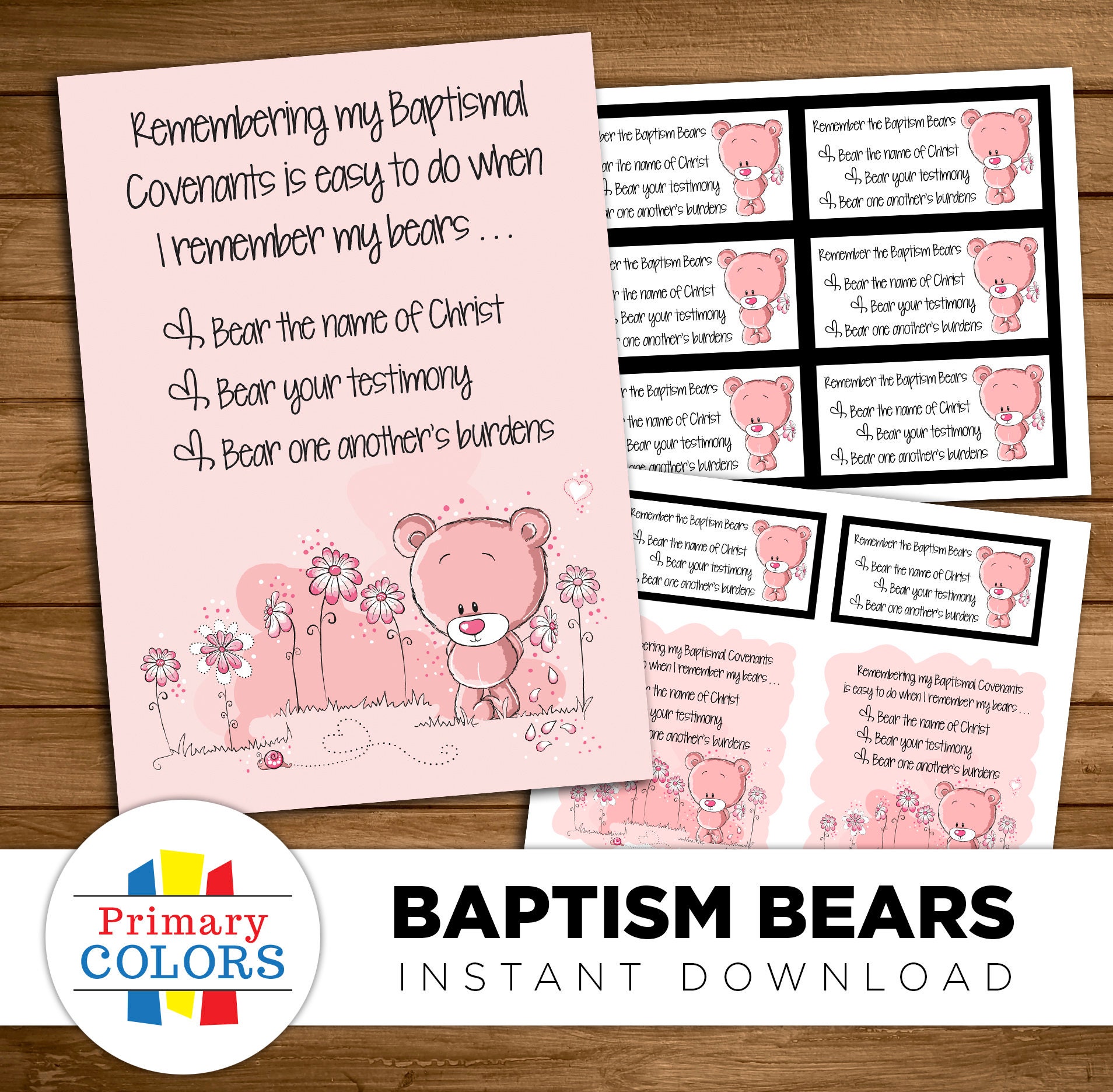 Remembering Baptismal Covenants Bears of Baptism LDS - Etsy UK
