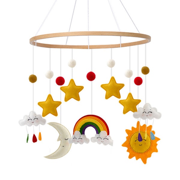 Rainbow felt baby mobile