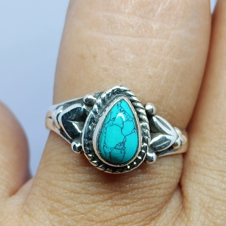 Turquoise Ring,blue Turquoise Ring,minimalistic ring,925 Solid Sterling Silver Ring,gemstone handmade,best gift for her,Turquoise Jewelry