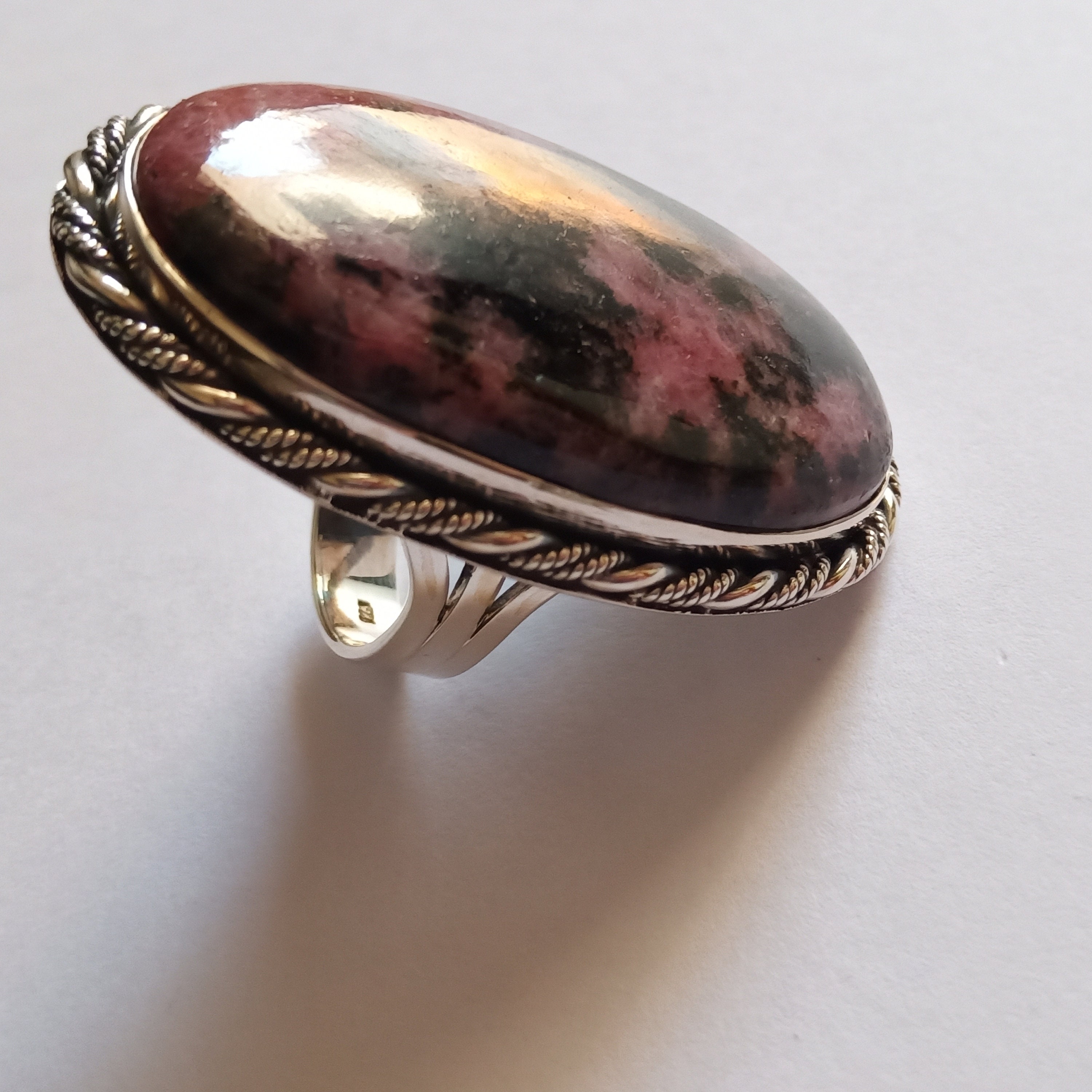 Rhodonite Ring,925 Solid Silver Ring,pink Stone Ring,oval Rhodonite Ring,925 Solid Silver Ring,pink Stone Ring,oval