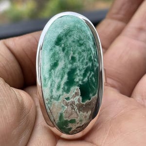 Natural Chrysoprase solid 925 sterling silver ring Silversmith one-of-a-kind Unique handcrafted gemstone ring
