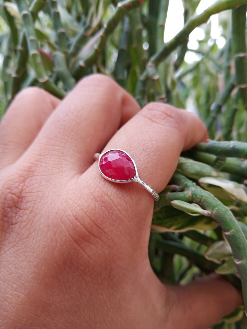 Natural ruby ring Raw ruby ring genuine dark ruby ring,July Birthstone ring Gemstone Ring Stacking Ring,FACETTED cut RING,BRIDEmaids gift