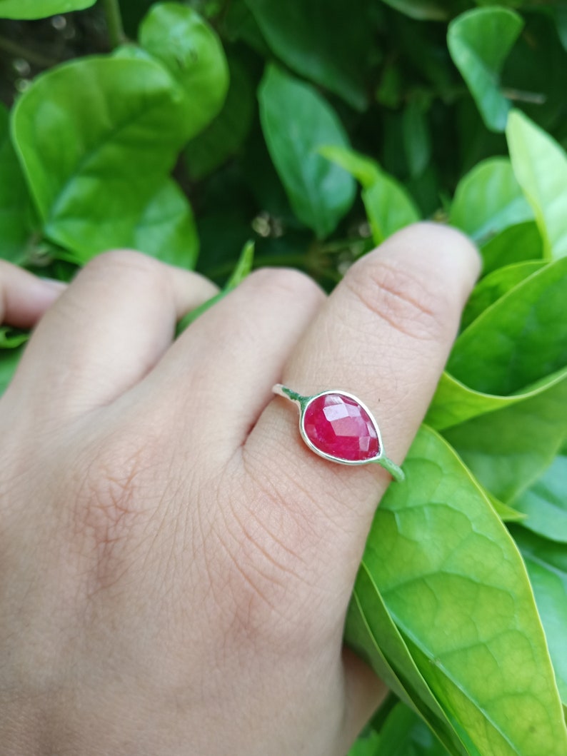 Natural ruby ring Raw ruby ring genuine dark ruby ring,July Birthstone ring Gemstone Ring Stacking Ring,FACETTED cut RING,BRIDEmaids gift