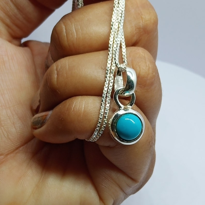 Arizona Turquoise pendant,Kingman Turquoise Pendant Sleeping Beauty Turquoise 925 Sterling Silver pendant,Healing Stone,Gift Best Friend her