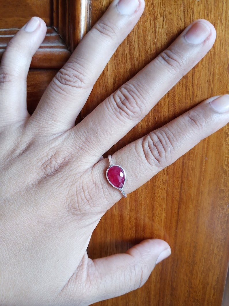 Natural ruby ring Raw ruby ring genuine dark ruby ring,July Birthstone ring Gemstone Ring Stacking Ring,FACETTED cut RING,BRIDEmaids gift