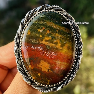 Bloodstone ring,Statement ring,solid 925 sterling silver,Natural Bloodstone Ring designer ring,Handmade,Gemstone Ring, gift HER