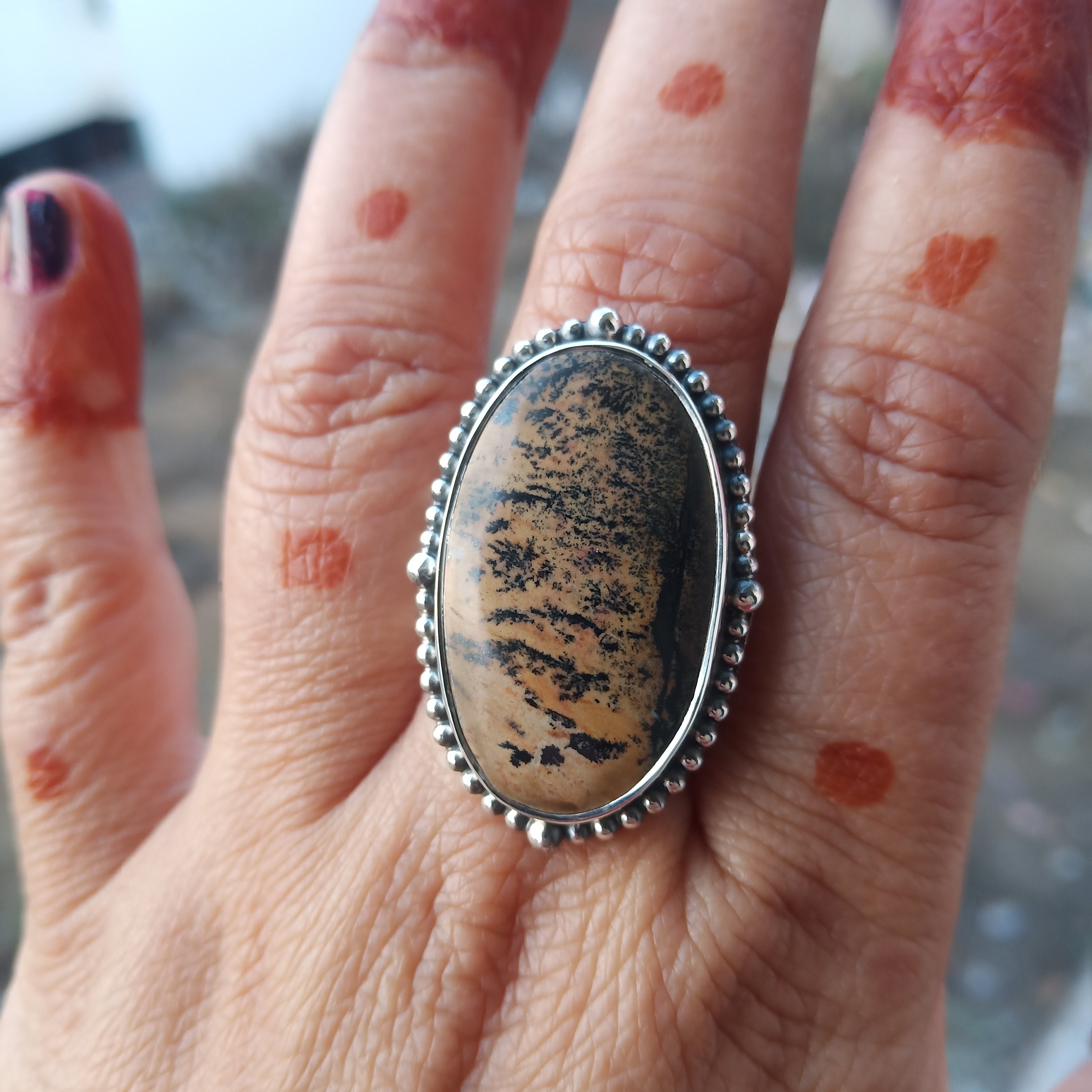 Sagebrush Jasper Ring Paint Brush Jasper Ring Wide Band Ring Etsy