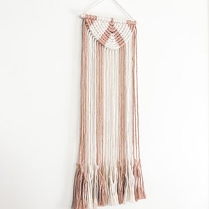 Half-Circle Wall Hanging, Handmade Macrame, Peach Striped Semi-Circle, Wall Decor, Unique Art