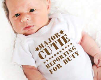 Major Cutie, Reporting for Duty, Army Baby, National Guard Shirt, Toddler Cutie, Commanding Officer, Report for Duty, Army Kid, Army Shirt