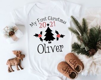 My 1st Christmas, Personalized Christmas Bodysuit, Custom Name, Baby First Christmas Outfit, First Christmas Shirt, Baby Girl, Baby Boy