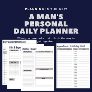 A MAN'S PERSONAL DAILY Planner Editable, Printable, Daily Planner, Goal ...