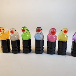 4 Pack of Little Glow in the Dark Ducky Tire Valve Caps. Aluminum Schrader Valve Caps.