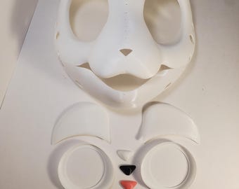 Bunny Fursuit Talking Headbase Kit| Rabbit Movable Mouth Mask| Fursuit Making/ Creating| Eyeblanks, Eyelids, Nose and Teeth Included.