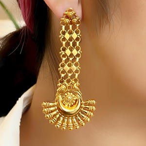 Vergoldete Braut Ohrringe, Sterlingsilber Statement Ohrringe, Indischer Schmuck für Frauen, Hochzeitsgeschenk für sie