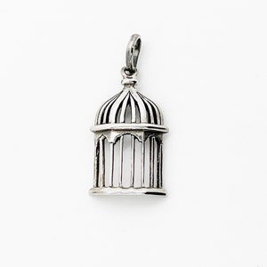 Sterling Silver Cage Necklace, Silver Cage Pendant, Pendant Necklace Cage, Silver Chain Necklace, Dainty Boho Necklace, Symbol Of Freedom