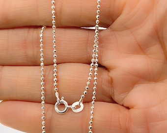 Dainty Sterling Silver Beaded Chain, 18 Inch Ball Chain Necklace