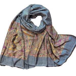 Botanical Print Pashmina Scarf, Pashmina Silk Shawl, Boho Head Wrap, Hair Scarf, All Season Scarf, Winter Scarf, Chemo Scarf, Bandana Turban