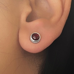 Sterling Silver Small Pearl Studs Women, Garnet, Aquamarine Earrings Teenage Girl Gifts, Citrine, Peridot, Amethyst, Moonstone, Labradorite