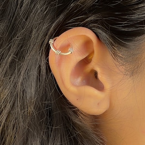 Daith Tragus Piercing Helix Sterling Silver Huggie Hoop Earrings 10mm, Septum Ring, Nose Ring, Second Hole Cartilage Earring For Men & Women
