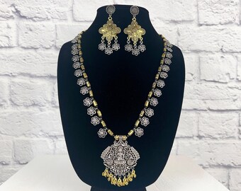 Indiase Lakshmi-kettingset, geoxideerde Bollywood-sieraden