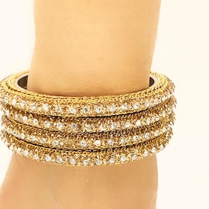 Indian Gold Bangle Set Women, Jaipur Lac Bangles Indian Wedding, Pakistani Jewelry Lakh Bangles, Punjabi Bridal Jewelry CZ Bangle Bracelet