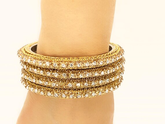 Indian Gold Bangle Set Women Jaipur Lac Bangles Indian Wedding Pakistani Jewelry Lakh Bangles Punjabi Bridal Jewelry CZ Bangle Bracelet Etsy
