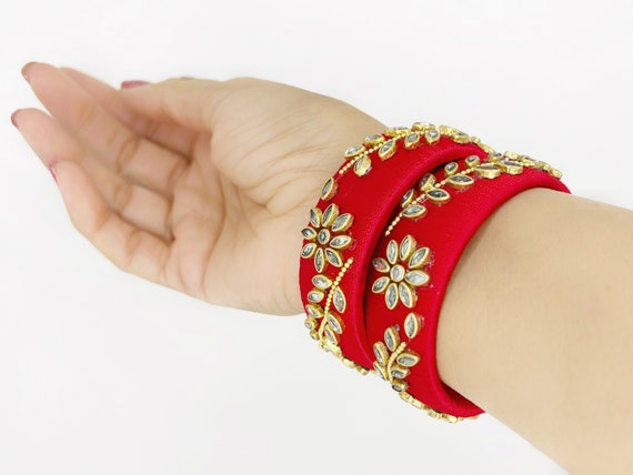 GOELX Silk Thread Bangles Red and Black Must Have India | Ubuy