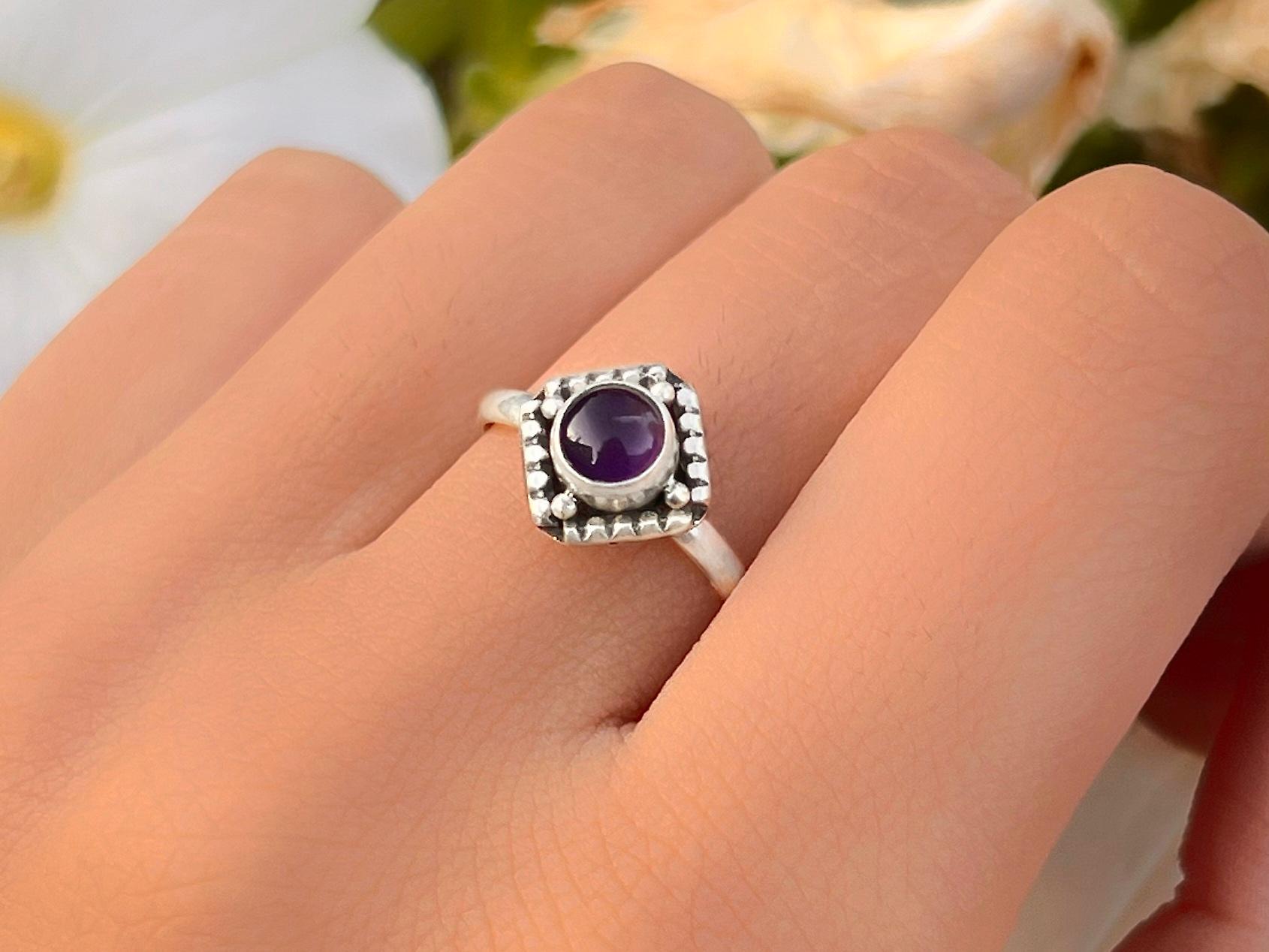 February Rings Adjustable Sterling Silver Amethyst Ring, February Birthstone - Etsy