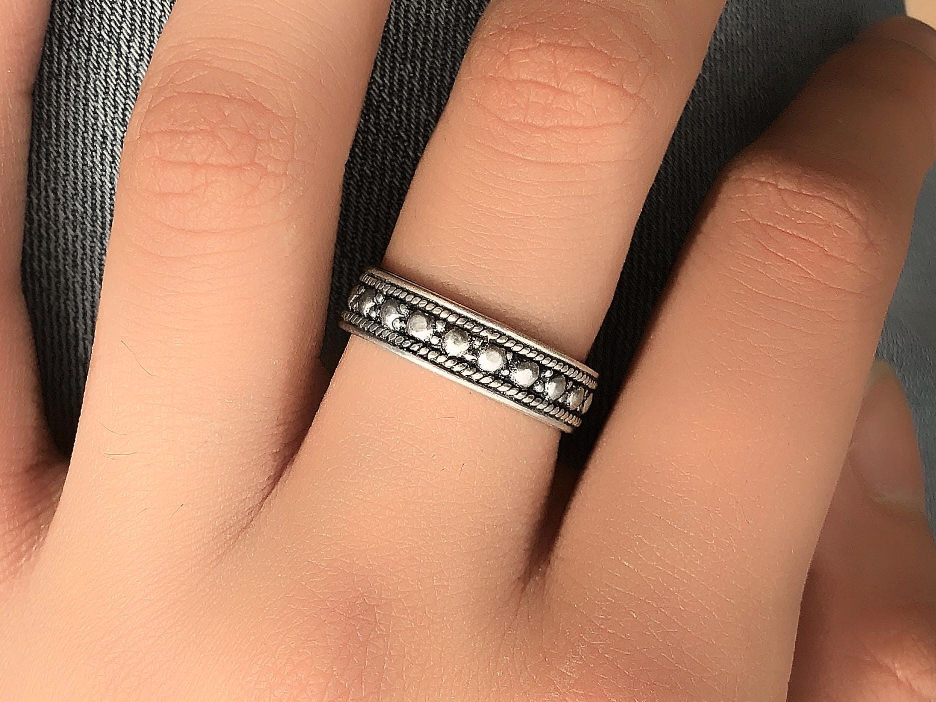 Oxidized Sterling Silver Band, Handmade Unisex Ring - Etsy