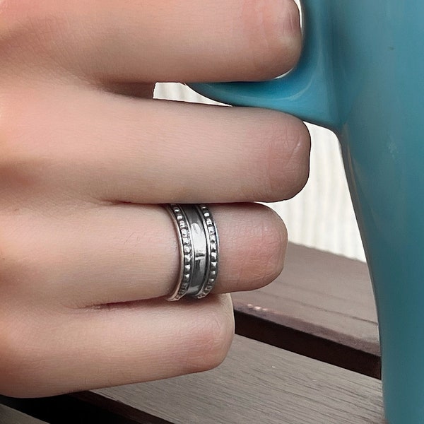 Sterling Silver Infinity Band Gender Fluid, Cigar Band Ring, Boho Thumb Ring, Trendy Pinky Ring, Viking Ring Male