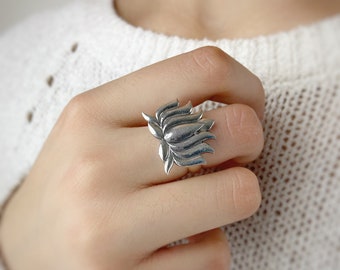 925 Sterling Silber Lotus Meditation Ring, verstellbarer Ring, Boho Schmuck, Statement Ring, Boho Ring, spiritueller Yoga Ring, Yoga Liebhaber Geschenk