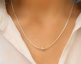 Sterling Silver Fidget Necklace, Thin Chain, Anxiety Relief