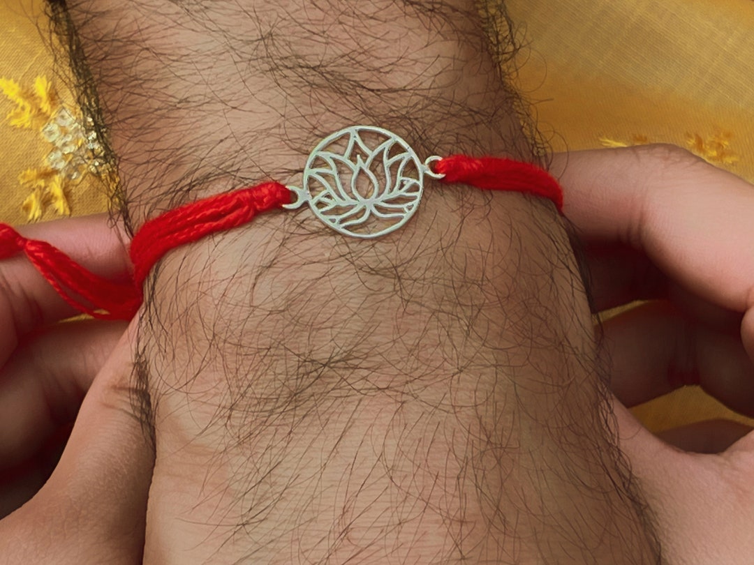 925 Sterling Silver Rakhi for Brother, Rakshabandhan Gift, Thread