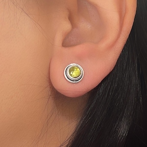 Sterling Silver Peridot Earrings Stud Women, 925 Silver Moonstone Earrings Teenage Girl Gifts, Labradorite Earrings, CZ Solitaire Earrings