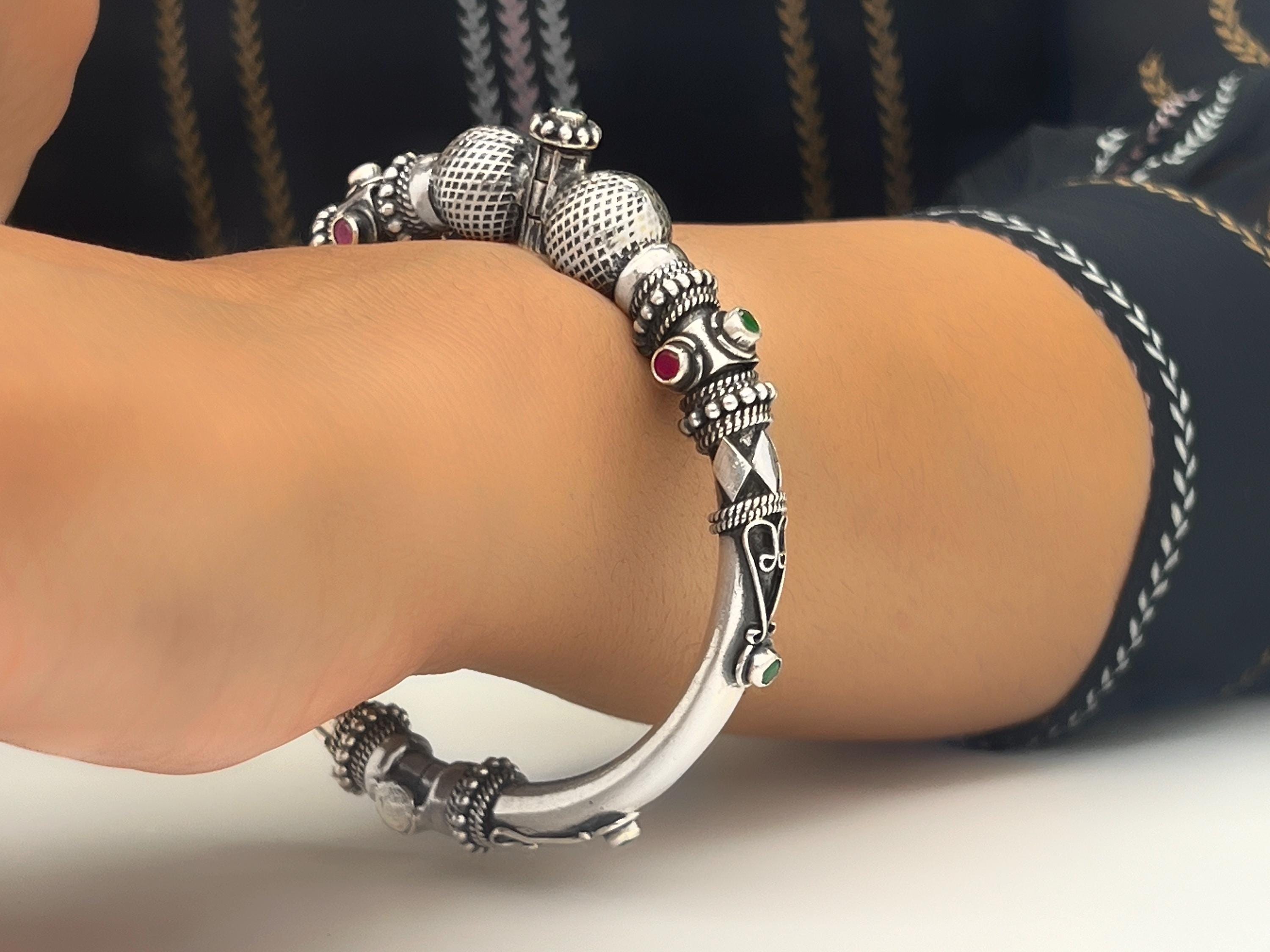 アクセサリー VINTAGE bracelet 925 Sterling Silver Lapis Bracelet for Women, Jadau Pearl