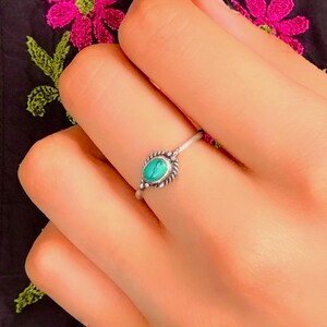 Sterling Silver Bali Style Turquoise Ring, Handmade Silver Ring Gift For Her, Dainty Indian Boho Ring, Thumb Ring, Garnet Stackable Ring