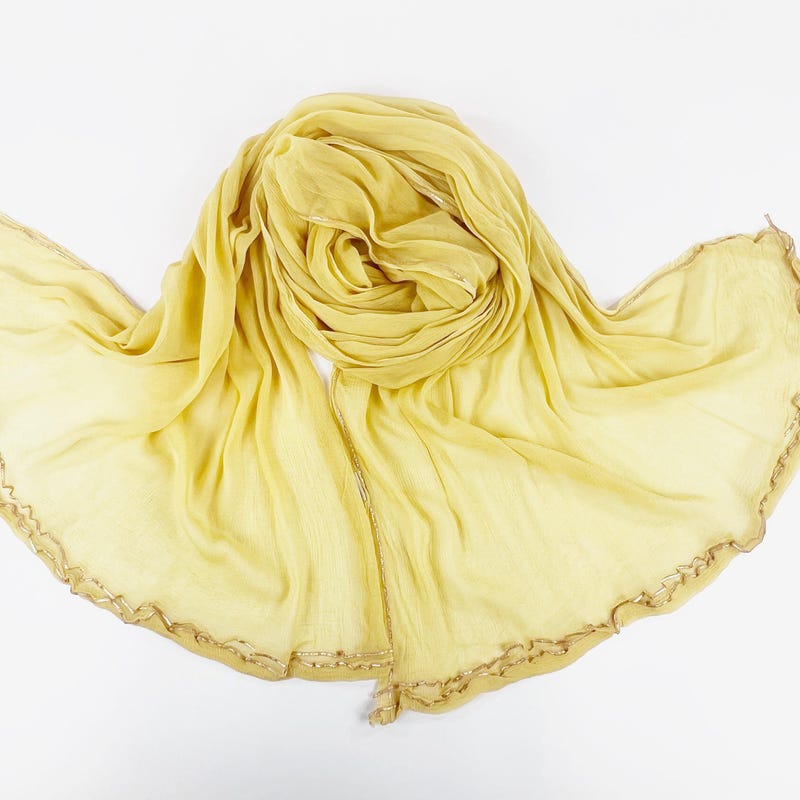 Mulmul Chiffon Saleri Yellow Dupatta