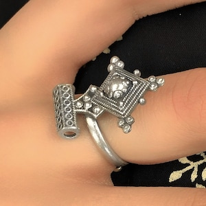 Handmade Silver Adjustable Ring For Women, Sterling Silver Statement Ring Gift For Her, Indian Boho Ring, Tribal Jewelry, Oxidized Ring