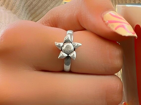 Handmade Sterling Silver Adjustable Sunflower Ring for Women Unique Star Cool Rings for Teens Trendy Midi Ring Minimalist Thumb Ring Etsy UK