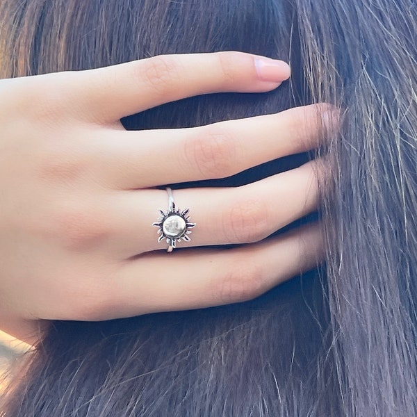 Celestial Thumb Ring Teenage Girl Gifts, Sterling Silver Adjustable Sun Ring Women, Pinky Ring, Cool Midi Rings, Waterproof Aesthetic Rings