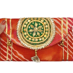 Handmade Clutch Wallet Women, Vegan Clutch, Bridesmaid Gift Clutch Purse, Bordado Wallet, Indian Wedding Clutch, Pink Bag, Orange Purse