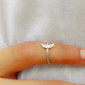 Sterling Silver Moon Ring Teenage Girl Gifts, Adjustable Celestial Ring Women, Trendy Cool Rings, Aesthetic Rings, Funky Tiny Sleek Rings
