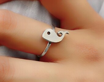 Sterling Silber Wal Ring, verstellbare Ozean Schmuck