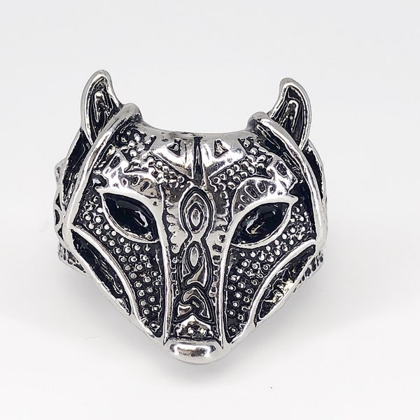 Men’s Wolf Head Ring, Viking Jewelry, Solid Unisex Ring, Masculine Ring, Biker Jewelry, Gothic Ring, Celtic Ring For Men, Gifts For Him