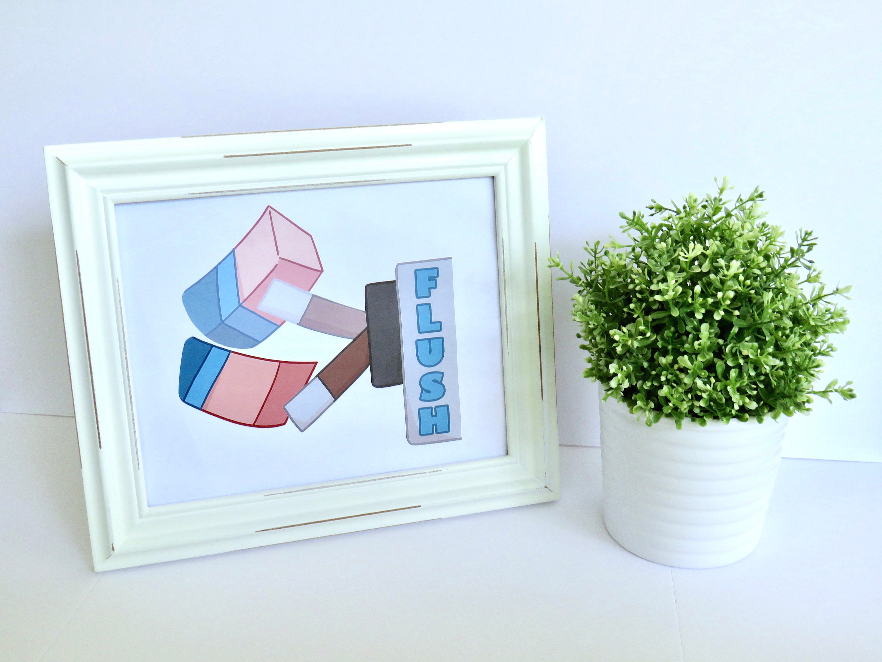 Flush Toilet Kids Minecraft Style Bathroom Wall Art Decor Etsy