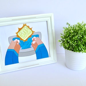 Flush Toilet Kids Minecraft Style Bathroom Wall Art Decor Etsy