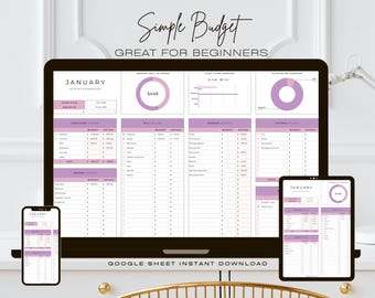 Monthly Budget Spreadsheet Google Sheets Template Easy Planner Bill Tracker Personal Finances Simple Dashboard Planner Paycheck Budget