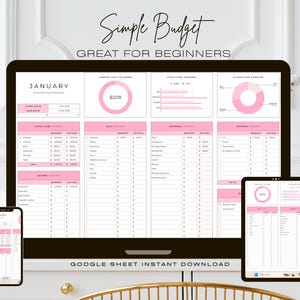 Easy Monthly Budget Planner Google Spread Sheets Template Bill Tracker Personal Finances Simple Financial Dashboard Planner Paycheck Budget