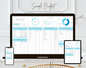 Monthly Budget | Easy Budget Planner for Google Sheet | Budget Spreadsheet | BiWeekly | Paycheck | Expense Tracker | Bill Tracker | Template