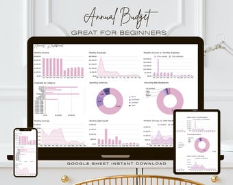 Annual Budget Planner Spreadsheet w/ Summarization Tab | Weekly | BiWeekly | Paycheck | Easy Expense Tracker | Google Sheet Budget | Yearly